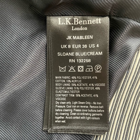 L.K. Bennett Cropped Striped Blazer size 4 - Picture 8 of 8